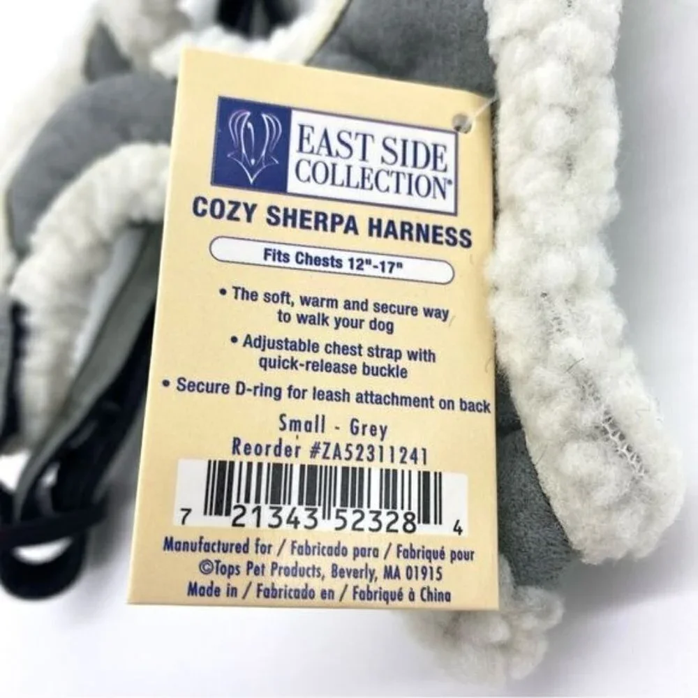 East Side Collection Cozy Sherpa Dog Pet Harness Faux Suede Size Small Gray